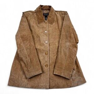 Florenzi Women's Suede Leather Button-Front Jacket XL